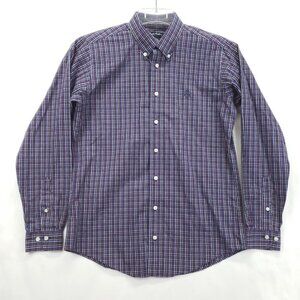Brooks Brothers Fleece Shirt Boys L Blue Red Long Sleeve Non-Iron Button-Down